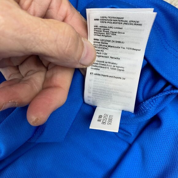Adidas Mens Polo Shirt Medium Aeroready Climacool Short Sleeve Blue Athletic - Picture 8 of 10